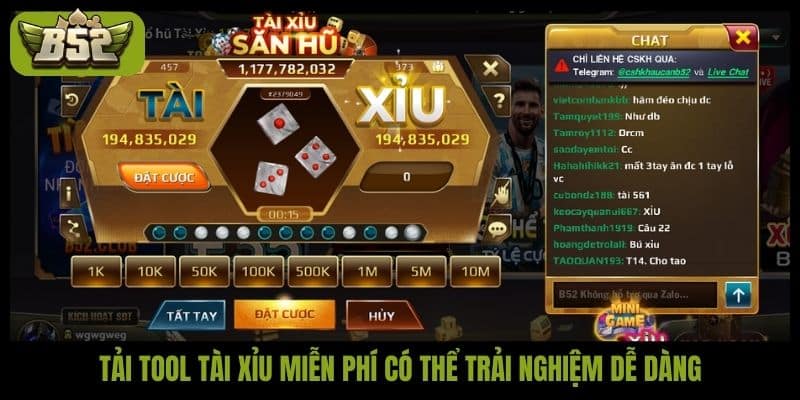 Tải tool tài xỉu miễn phí có thể trải nghiệm dễ dàng